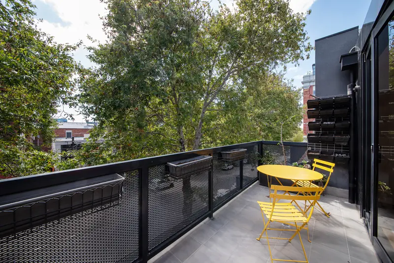 North-facing terrace with a leafy plane-tree outlook over Stanley Street