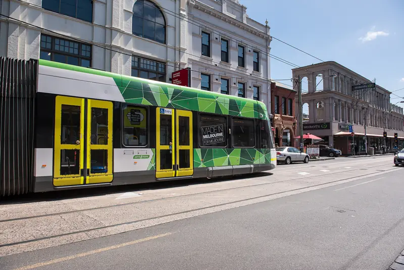 The route 86 tram on Smith Street, a one-minute walk from the front door